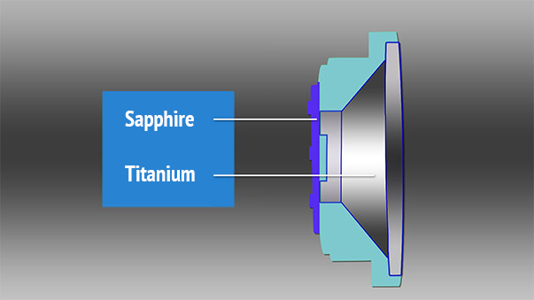 Double layer sapphire–titanium diaphragm